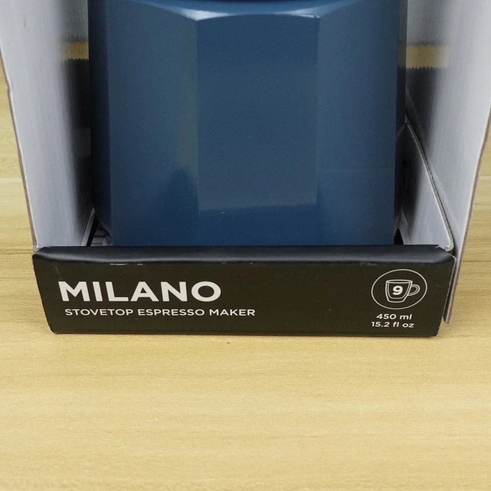 GROSCHE Milano Stovetop Espresso Maker Pot 9 Cups 450ml Blue Used Once